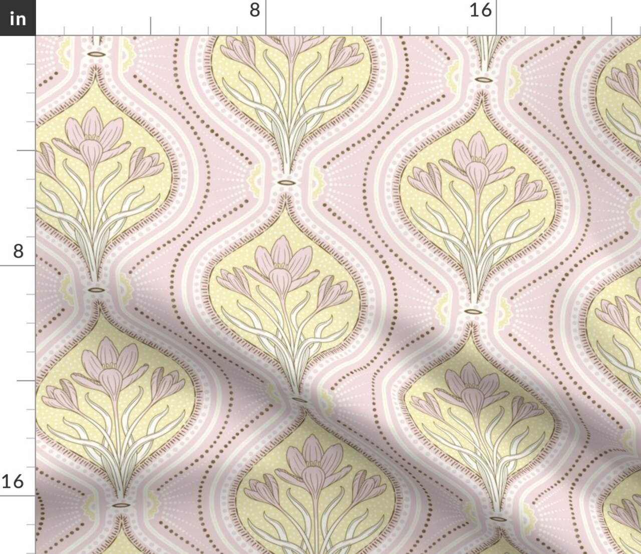 Spring Floral Pastel Pink Yellow Feminine Cheerful Playful Delicate Romantic Custom Printed Fabric by Spoonflower Various Fabrics by the Yard or Fat Quarter